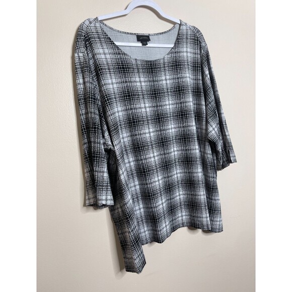 J.Jill Wearever Collection Top Womens 3X Black White 3/4 Sleeve Stretch Tunic - Picture 2 of 11